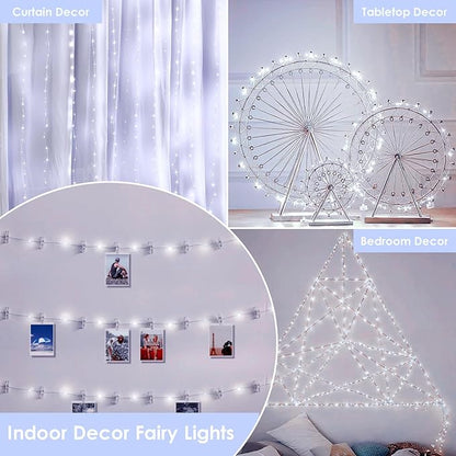 66Ft 200LED Fairy Lights Plug in, Waterproof String Lights Outdoor & Indoor 8 Modes with Timer, Christmas Light Bedroom Decor, Twinkle Light for Girl's Room Garden Christmas Decorations (Cool White)