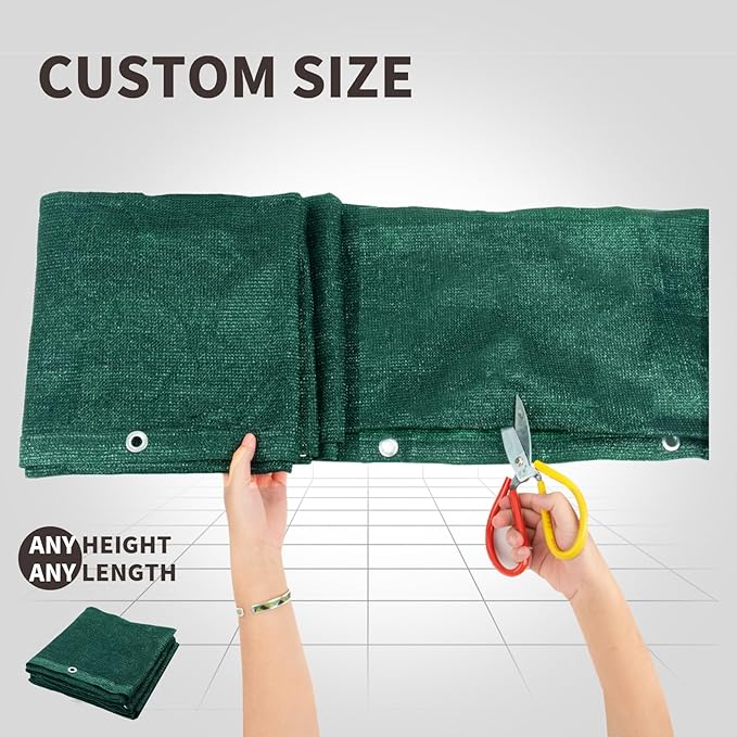 LOVE STORY Custom Size 3'x23' Dark Green Balcony Privacy Screen,UV Block Privacy Fence Screen,90% Shield for Outdoor Pool Garden Apartment Railing