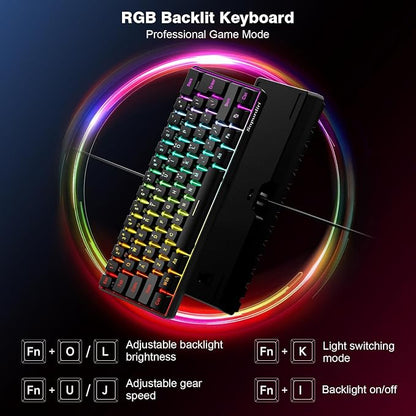 Snpurdiri 60% Wired Gaming Keyboard, 61 Keys RGB (Black) | Backlit Ultra-Compact Mini Gaming Keyboard for PC/Mac Gamer, Typist, Travel, Easy to Carry on Business Trip