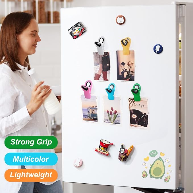 JETMORE 30 Pack Chip Clips Magnetic, Multicolor Food Clips for Bags, Office | Bulk color assortment supports home, office and events, bag clips close snacks, while magnetic chip clips keep notes visible
