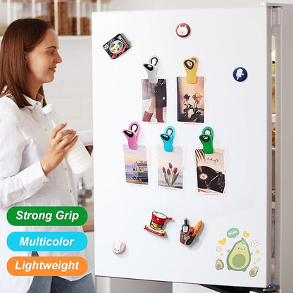 JETMORE 30 Pack Chip Clips Magnetic, Multicolor Food Clips for Bags, Office | Bulk color assortment supports home, office and events, bag clips close snacks, while magnetic chip clips keep notes visible