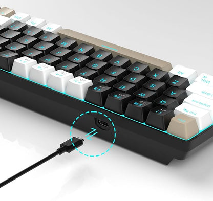 MageGee Portable 60% Mechanical Gaming Keyboard, MK-Box LED Backlit Compact 68 Keys Mini Wired Office Keyboard with Brown Switch for Windows Laptop PC Mac - Black/Coffee Color