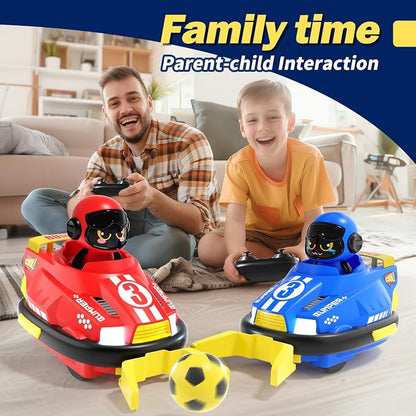 bessome Cute Cartoon Remote Control Bumper Car Toy Set of 2 Players Football Games|Toddlers Mini RC Car Toys with Light & Sound & 360°Rotating|Christmas Birthday Gifts for 3 4 5 Year Old Boys Girls