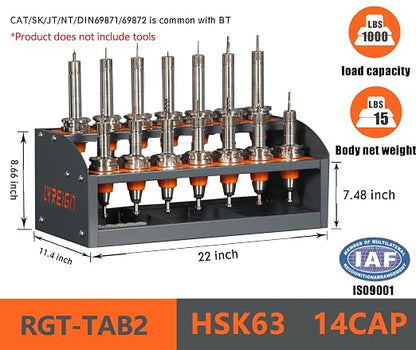 HSK 63 Tool Cart CNC， CNC Tool Holder on Desktop Randomly Placed， CNC Tool Carts Small， CNC Tool Cabinet， Easy and Convenient CNC Tool Storage CNC Tools Cart(CHSK63-14CAP)