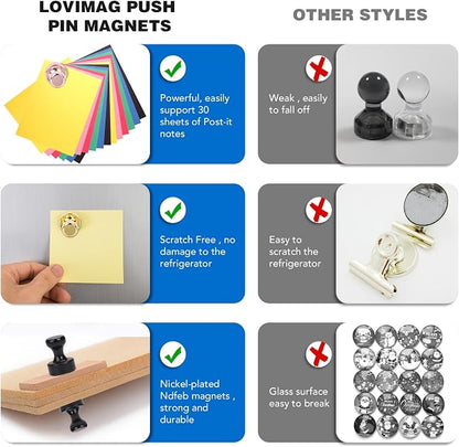 LOVIMAG Fridge Magnets 25Pcs for Refrigerator Whiteboard, Colorful | Small Strong Neodymium Metal Cute Push Pin for Classroom, Kitchen, Accessories Decorative, Office, Calendar