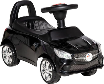 Aosom Kids Ride On Push Car, Foot-to-Floor Walking Sliding Toy Car for Toddler with Working Horn, Music, Headlights and Storage, Black