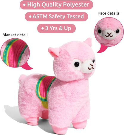 Little Jupiter Pet Plush Set with Purse w/Reversible Sequins & Charm - Stuffed Animal Toy for Kids Ages 4-7 - Stuffed Animal Purse - Stuffed Animals for Girls - (Pink Llama)
