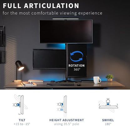 VIVO Triple LCD LED Computer Monitor Desk Stand, Free Standing Heavy Duty Fully Adjustable Mount for 3 Screens up to 30 inches STAND-V003E