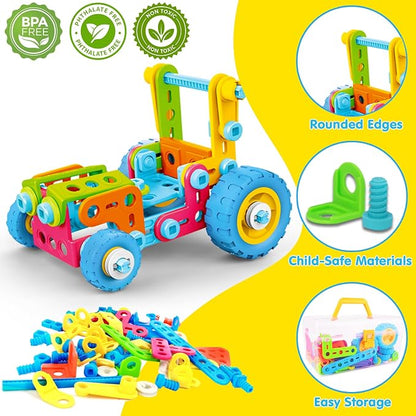 keefun STEM Toys for 4 5 6 7 8+ Year Old Boy Girl Birthday Gift, Building Toys for Kids Ages 4-8 6-8 4-6 Blocks Sets Stem Kits 5-7 4-7 3-5 Educational Learning Construction Engineering Car Truck Games