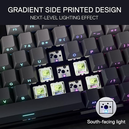 Redragon K673 PRO Wireless 81-Key RGB Gasket Gaming Keyboard, Scroll Knob | Multi-Function Control Wheel, 0-Delay Tri-Mode, Cushioned 5-Layer Noise Dampening for Creamy Thocky Sound, Compact 80% Size