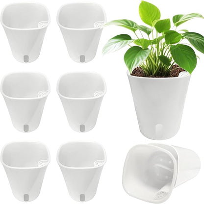 TCBWFY 4 Inch Self Watering Pots for Indoor Plants,8 Sets Self Watering Planter Pots with Visual Water Level Window and Multiple Vents,Self Watering Plant Pot for All House Plants,Flowers,Herbs