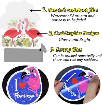 QTL Flamingo Stickers for Kids, Flamingo Party Supplies, Waterproof Vinyl Stickers for Water Bottle and Laptop, 50PCS