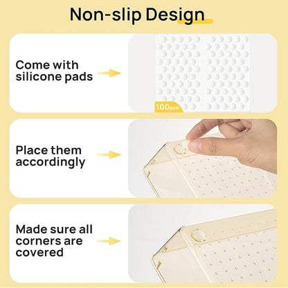 Vtopmart 25 Pack Plastic Drawer Organizers with Non-slip Rubber Pads | 4-Size Versatile Makeup Organizer, Storage Containers Small Bins for Makeup, Jewelries, Bedroom, Kitchen Utensils and Office