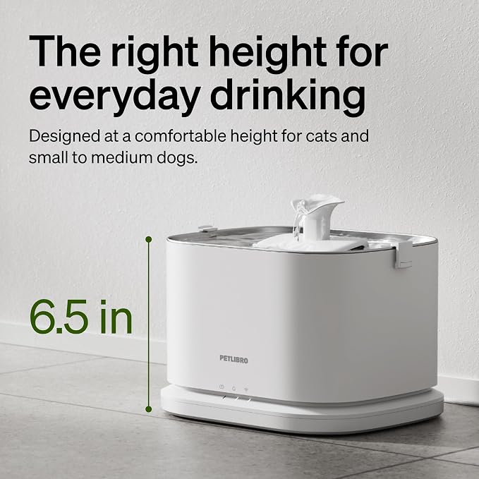 PETLIBRO Upgrade Cat Water Fountain Stainless Steel Tray, Dockstream 2 Cat Fountain Indoor, 3L/101oz Auto Cat Fountains for Drinking, App Monitoring Pet Water Fountain Dog, 5G WiFi Cat Water Dispenser