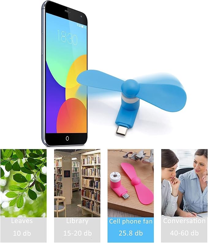 PCTC Type C Mini Phone Fan Type C Compatible with Samsung Galaxy S24 / S23 / 23 Ultra/ 24 Ultra, Compatible with Apple iPhone 15/15 Pro /15 Pro Max, for Moto Razr 40 Ultra /g54/Edge S Pro(3 Packs)