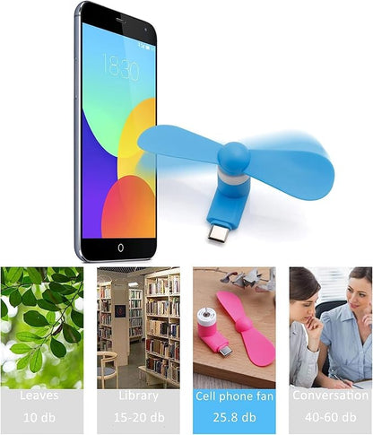 PCTC Type C Mini Phone Fan Type C Compatible with Samsung Galaxy S24 / S23 / 23 Ultra/ 24 Ultra, Compatible with Apple iPhone 15/15 Pro /15 Pro Max, for Moto Razr 40 Ultra /g54/Edge S Pro(3 Packs)