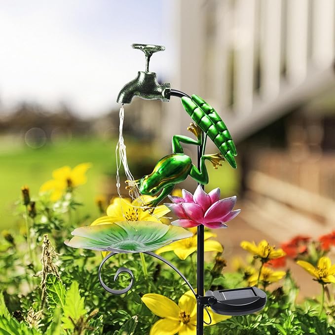 Bshine Frog Solar Outdoor Garden Lights, Waterproof Metal Solar Garden Stakes for Pathways, Poolside, Backyard Decorations, Yard Art, Lawn Decorations, Frog Gift for Mom