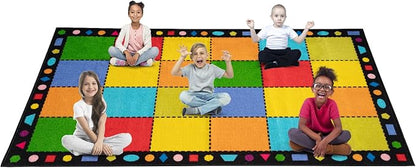 Booooom Jackson Thick Classroom Rug Elementary,13'x7'5'' Large Classroom Carpet Preschool Seating Rug for School, Colorful Classroom Rug for Classroom with 0.3'' Non-Slip Backing