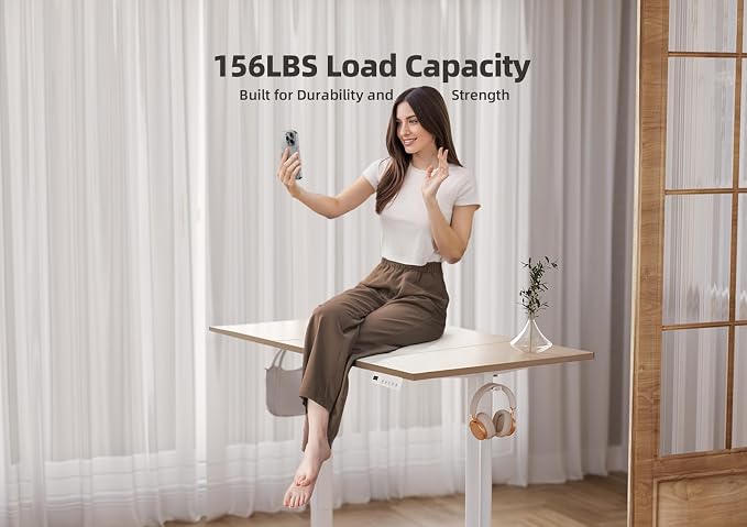 YDN 48 x 24 Inch Nature Electric Standing Desk | Adjustable Height, Sit Stand, Cable Management, Ergonomic, Home Office