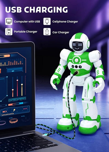 Robot Toys for Kids,Programmable Remote Control Smart Walking Dancing Robot Toy with Gesture & Sensing for Age 4 5 6 7 8 9 10 Year Old Boys Girls for Birthday Present,Green