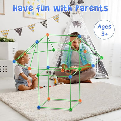 Fort Building Kit for Kids, 155 Pcs Construction STEM Toys Indoor Outdoor for 3 4 5 6 7 8+Years Old Boys and Girls Ultimate, Forts Builder Gift Build DIY Educational Learning Toy for Indoor Outdoor