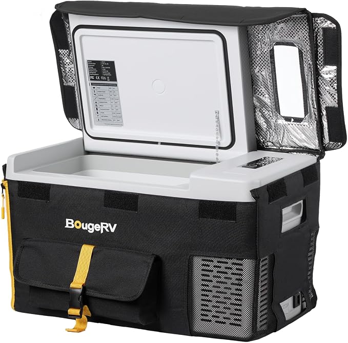 BougeRV 12 Volt Refrigerator With 23 Quart Cover, 12V Car Fridge 23 Quart Portable Freezer Compressor Cooler Compressor Freezer, 12/24V DC 110~240V AC, -8℉~50℉ for Truck RV SUV