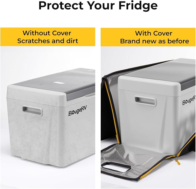 BougeRV 12 Volt Refrigerator With 23 Quart Cover, 12V Car Fridge 23 Quart Portable Freezer Compressor Cooler Compressor Freezer, 12/24V DC 110~240V AC, -8℉~50℉ for Truck RV SUV
