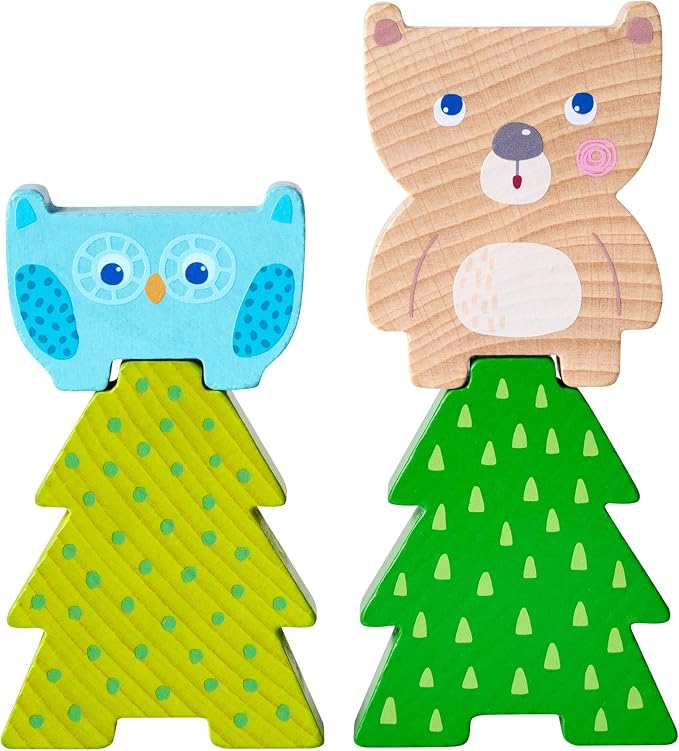 HABA Forest Friends Wooden Stacking Toy – Montessori Sorting Game & Shape Sorter for Toddlers – Educational Wooden Blocks for Preschool Learning – Stacking Toys for Toddlers 2+, Made in Germany