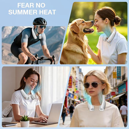 Portable Neck Fan, 6 Speeds Rechargeable Personal Fan with AI Chips, Hands-Free 360° Faster Cooling Wearable Fan, Ultra Quiet for Home, Office, Travel, Indoor, Outdoor - Grey
