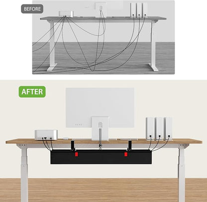 KEEGH Large 36" Under Desk Cable Management Tray - Under Desk Cord Organizer - Clamp/Screw Mount - Support Upto 70lbs - Fabric Wire Management - Gaming/PC Cable Raceways - Cord Hiders for Office/Home