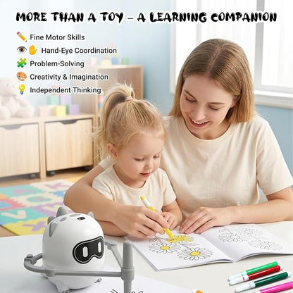 Joso Drawing Robot Toys for 3-8 Year Old Kids with 200 Cards & 22 Pens | Montessori Painting Learning Toys with Smart Card Scanning Recognition & Voice Interactive for Boys Girls Birthday Party