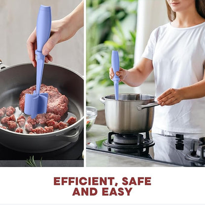 PGYARD Meat Chopper Hamburger Grinder, Kitchen Smasher for Ground Beef | Heat Resistant, 5 Blade, Burger Grinder Nylon Potato Mix Tool, Meat & Poultry Tenderizers, Dishwasher Safe, Purple