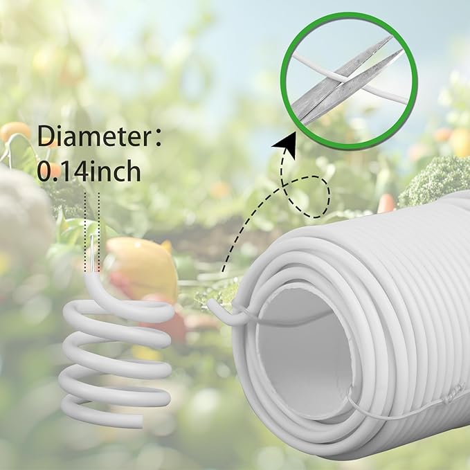 Decoroca Soft Plant Ties for Support - 65.6' Reusable Waterproof Plant Wire, Garden Twist, for Indoor & Outdoor Plants and Home Organizing（1pc/White）
