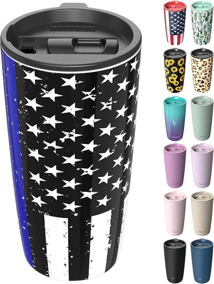 TILUCK 20 oz Insulated Coffee Tumbler with BPA-Free Lid | Travel Coffee Mug, Dishwasher Safe, Cup Holder Friendly, Double-Wall Vacuum Insulation for Hot & Cold Drinks, BlackFlag
