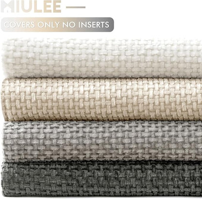 MIULEE Pack of 4 Couch Throw Pillow Covers 18x18 Inch Gray Soft Decorative Chenille Pillow Covers Farmhouse Accent Cushion Covers for Boho Home Decor Sofa Bedroom Living Room
