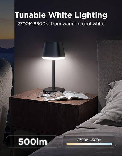 Govee Smart Cordless Table Lamp Classic (No Adapter), RGBIC Desk Lamp | Rechargeable Table Lamp for Bedroom, Living Room, Portable Lamp Works with Matter, Bedside Lamp with 72 Scenes Modes, 500lm