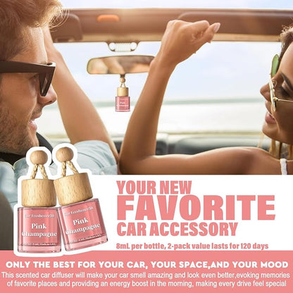 HoogaLife Car Air Freshener Diffuser 2 Pack Hanging Air Freshener Diffuser - Pink Sparkle Champagne Fragrance Oil Air Diffuse r for Car, 45+ Days Long Lasting Fragrance Made in USA (P38 SP)