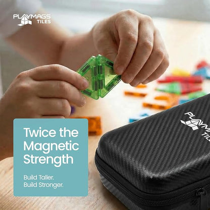 Playmags Mini Magnetic Tiles for Kids 100-Piece Set | Travel Magnetic Blocks | STEM Sensory Educational Toys | Portable Toddler Building Toys | Gift for Boys & Girls Ages 3