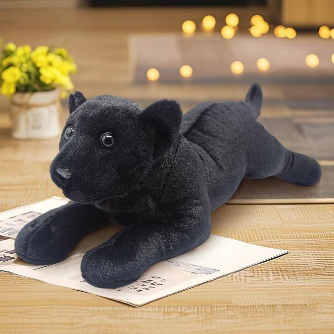Black Panther Stuffed Animal 23.6" Jaguar Stuffed Animal Cute Black Panther Plush Realistic Jungle Stuffed Panther Toy Pillow Soft Plush Toy Birthday Graduation Gifts for Kids Boys