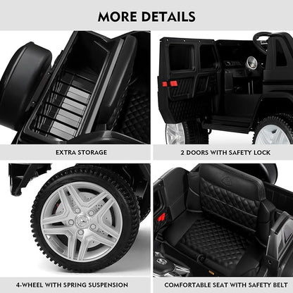 JOYLDIAS Licensed Mercedes-Benz G650S Ride On Car for Kids, 12V7AH Kids Ride On Truck W/LED Underglow Lights,Remote Control, 3 Speeds,Music,Bluetooth,Twin Motors, Spring Suspension, Black
