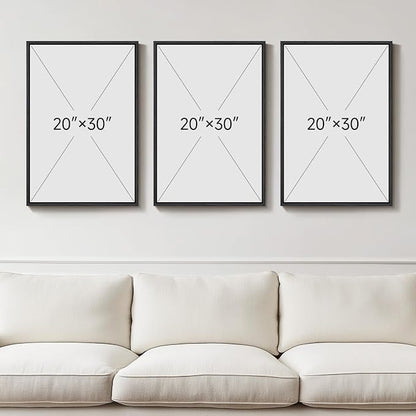 Large Framed Black and White Abstract Wall Art, 3 Piece Modern Canvas Prints Paintings Artwork for Walls, Minimalist Black Beige Gold Pictures for LIving Room Bedroom Office Wall Decor Total 30x60 In