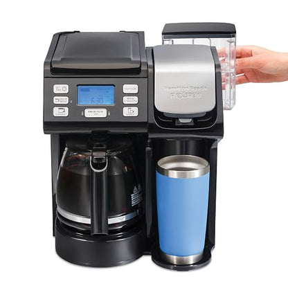 Hamilton Beach FlexBrew Trio 2-Way Drip & Single Serve Coffee Maker | Single Serve Coffee Maker & 12 Cup Coffee Maker | Compatible With K-Cups, Pods or Grounds | Fast Brewing | Black | 49902JN
