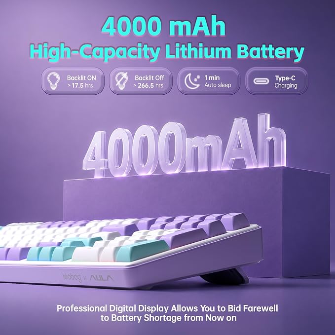 Aula S99pro V2 Full Size Gaming Keyboard,Wireless Creamy Membrane Keyboard | Tri-Mode Bluetooth/2.4GHz/USB-C,16.8mil RGB Backlit,Media Digital Screen,4000mAh Computer Wireless Keyboard with Number Pad