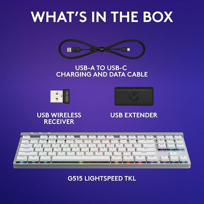 Logitech G515 TKL Wireless Gaming Keyboard (Linear) + G309 Lightspeed Wireless Gaming Mouse Bundle - White