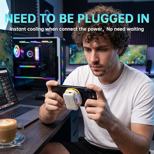 Cell Phone Cooler for Gaming, Magnetic Portable Rechargeable Battery Mobile Phones Radiator, Cellphone Fan Cooler with RGB Lights for iPhone Series, iPad Pro Tablet, Android, TikTok Live