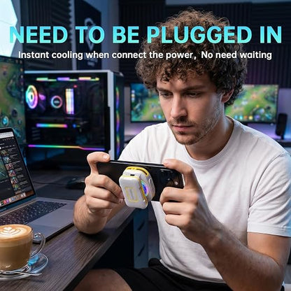 Cell Phone Cooler for Gaming, Magnetic Portable Rechargeable Battery Mobile Phones Radiator, Cellphone Fan Cooler with RGB Lights for iPhone Series, iPad Pro Tablet, Android, TikTok Live