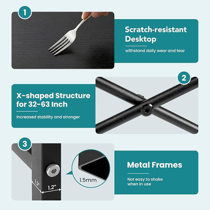 OLIXIS 47 Inch Home Office Desk, Study Desk, Work Table | Small Computer Writing, X-Shaped Reinforcement Structure, Modern Simple Style, Bedroom Dorm Room, Black