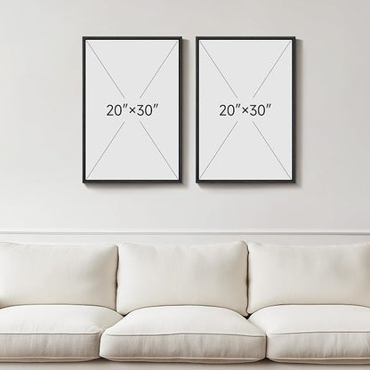 Framed Neutral Abstract Wall Art, 2 Piece Large Modern Black Beige Brown Canvas Prints Paintings Artwork for Walls, Minimalist Stone Shape Pictures for Living Room Dining Bedroom Wall Decor 20x30 In