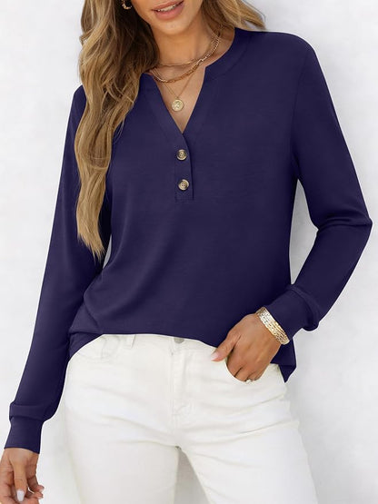 ANRABESS Women's Long Sleeve Shirts 2026 Spring Fashion Dressy Casual Tops Trendy Henley Blouses Cute Work Outfits Clothes