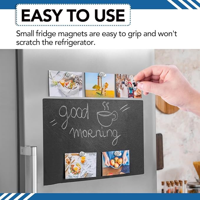 LOVIMAG Fridge Magnets 30Pcs, Magnet for Refrigerator Whiteboard, Silver | Small Strong Neodymium Metal Cute Push Pin for Classroom, Kitchen, Accessories Decorative, Office, Calendar
